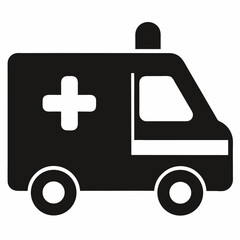 Ambulance silhouette icon on white background