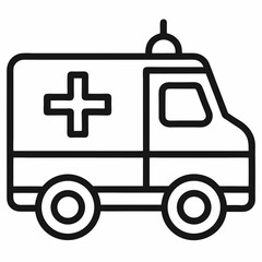 Ambulance outline icon on white background