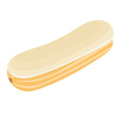 Classic Eclair with Vanilla Glazed Illustration Isolated on White Background