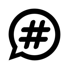 speech bubble with hashtag icon, viral social media post symbol, trend message notification sign