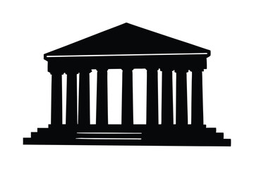 Obraz premium A black silhouette art of an ancient temple with columns.eps