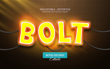 Yellow bolt electric voltage light text effect is editable