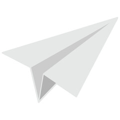 Simple gray paper airplane icon in vector style. Represents creativity, imagination, travel, or communication themes in a minimalist design.