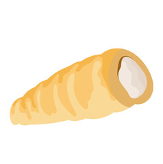 Cream Horn Pastry Illustration Isolated on White Background