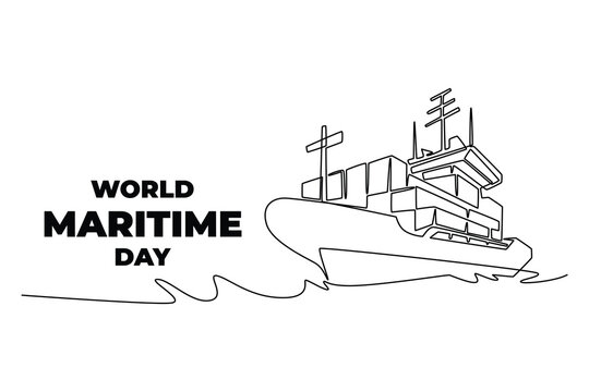 World maritime day concept. Single line draw design. Vector graphic illustration - Powered by Adobe