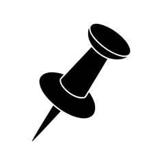 Black silhouette of a push pin