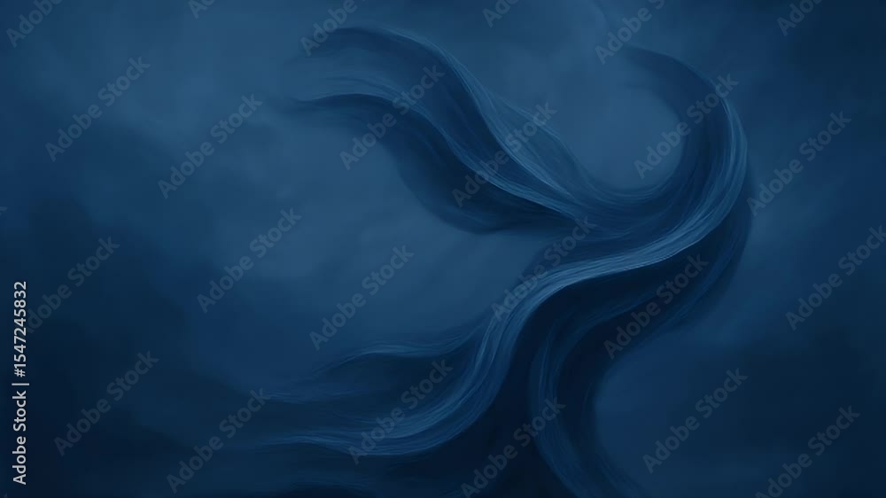 Poster mystical azure flow: an abstract artwork captures a sense of ethereal serenity, where fluid lines of