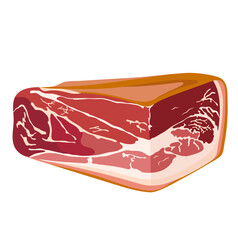 Spanish Jamon Ham Sliced Illustration Isolated on White Background