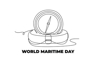 World maritime day concept. Single line draw design. Vector graphic illustration