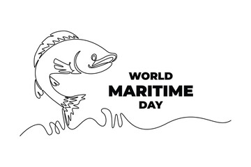 World maritime day concept. Single line draw design. Vector graphic illustration