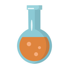 Vector illustration of a round-bottom chemistry flask with orange liquid. Great for scientific and lab-themed design concepts.