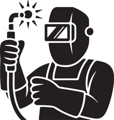 silhouette of welder welding icon vector art illustration