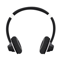 Black Headphone Device Illustration Isolated on White Background