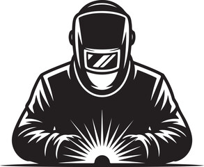 silhouette of welder welding icon vector art illustration