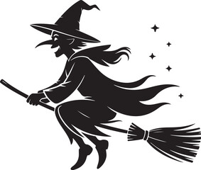 Witch flying on broom vector illustration