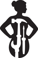 Woman with tool set vector illustration