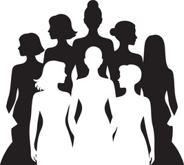Women of all ages standing illustration