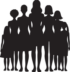 Women of all ages standing illustration