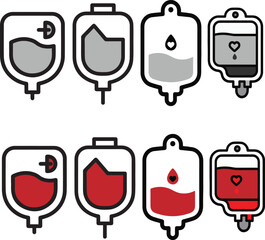 Blood Transfusion Bag Icon Set