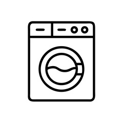 Minimalist Line Icon of a Front-Load Washing Machine for Household Laundry
