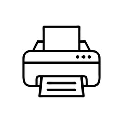 Line Icon of Office Printer with Paper Sheet for Print Tasks
