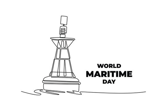 World maritime day concept. Single line draw design. Vector graphic illustration - Powered by Adobe
