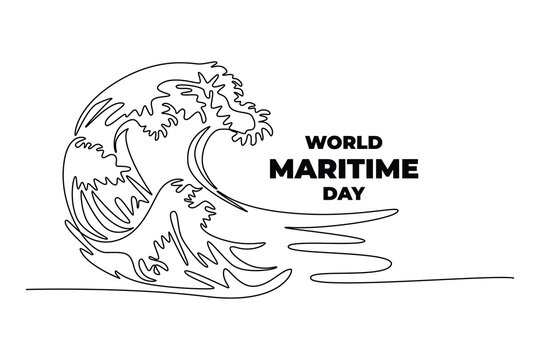 World maritime day concept. Single line draw design. Vector graphic illustration