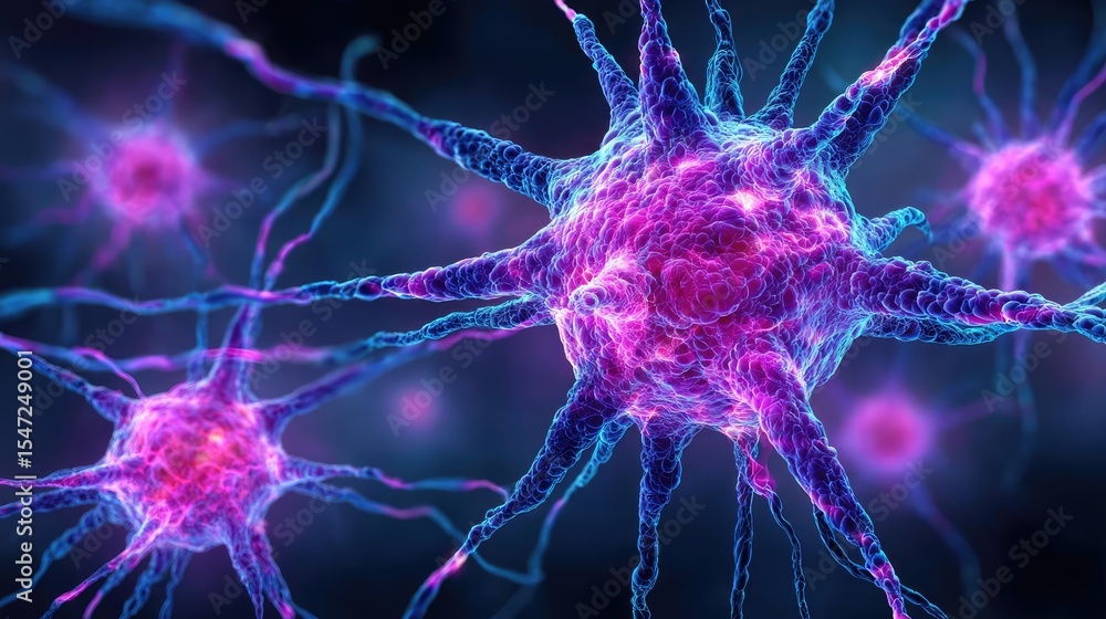Aufkleber dopamine imbalance with low brain activity pattern concept. colorful depiction of neurons representi