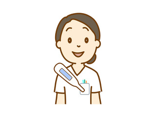 看護師と体温計