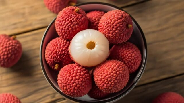 Fresh Lychees in a Bowl Juicy, Sweet, and Aromatic Tropical Fruit