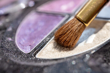 Brush blush eyeshadow palette background. Eyeshadow palette, eyeshadow cosmetic product as luxury...
