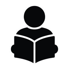 boy reading book silhouette vector illustration