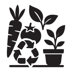 Eco friendly recycling symbol with green plant and nature elements