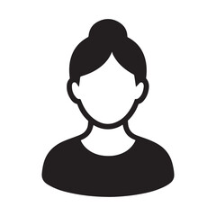 Male and female avatar icons with symbols representing customer support and communication services