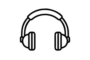 Fototapeta premium A simple black outline of over ear headphones with a padded band isolated on a white background