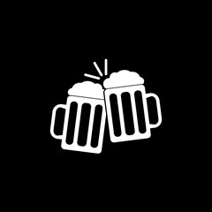 Beer cheers icon isolated on black background