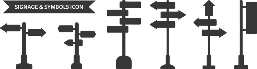 Road direction signs and symbols isolated on white background