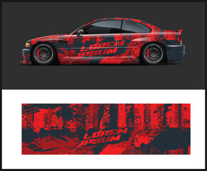 Red and Grey Abstract Car Wrap Design stylized © MdAbdullah