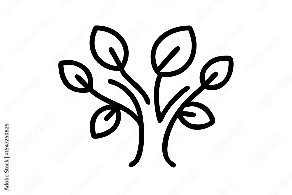 Poster a simple line drawing of a tree with leaves against a white background in minimalist style art
