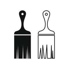 paint brush icon vector design concept silhouette and line style