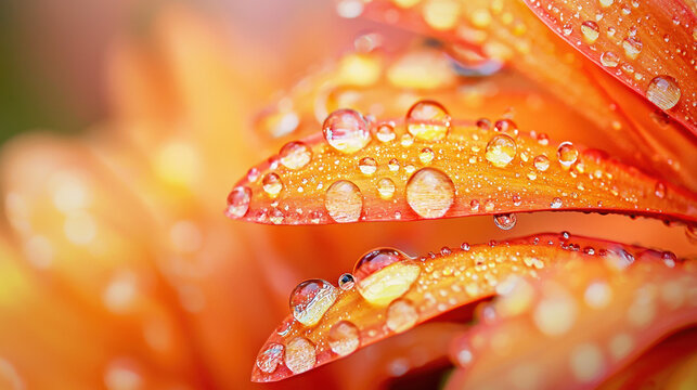 A beautiful blurry light orange with raindrops background - Powered by Adobe
