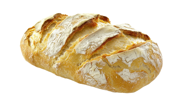 Artisan Crusty Bread Loaf Freshly Baked with Scored Top and Organic Ingredients on Transparent Background