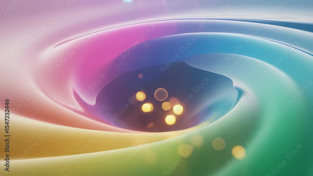 Poster chromatic vortex: a mesmerizing swirl of vibrant, rainbow hues creating a surreal, flowing form, inv
