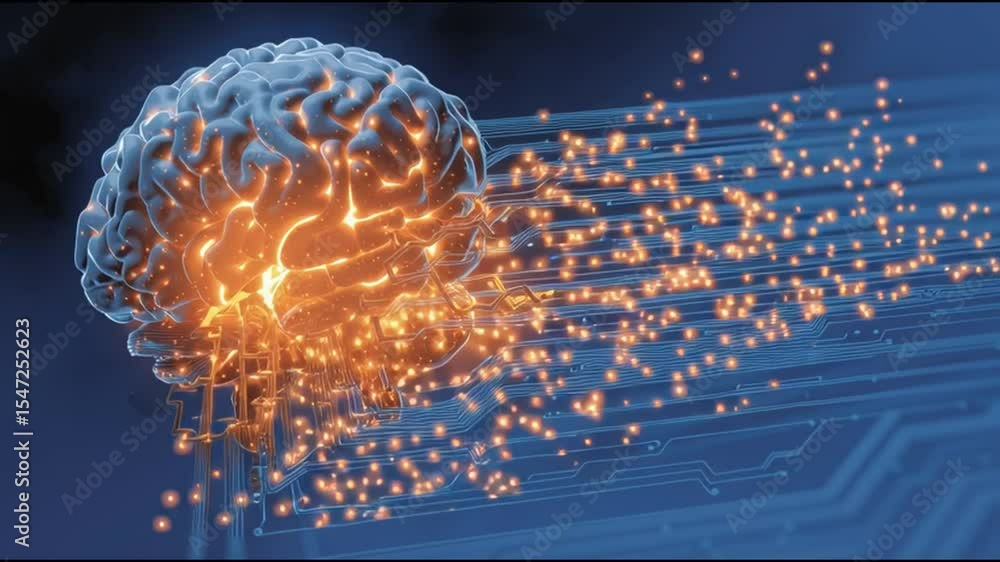 Aufkleber A stunning depiction showcases a brain intertwined with circuitry, illustrating the fusion of cognitive thought and advanced technology