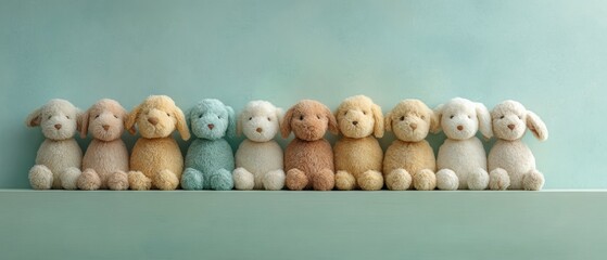 National Jane Day Plush Dogs Lined Up for Friendship and Identity with Cozy Autumn Vibes for Halloween and Black Friday Seasonal Marketing