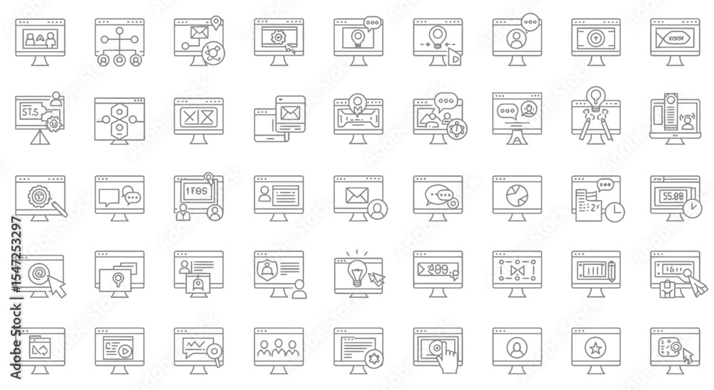 Fototapete A comprehensive set of thin line style icon designs for websites and online applications