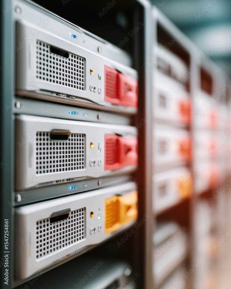Aufkleber Modern Database Cluster with Ventilated Rack Servers and Indicator Panels Highlighting Robust Enterprise IT Infrastructure and Secure Digital Storage