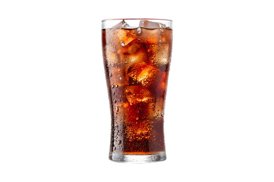 Glass of cola with ice isolated on transparent background