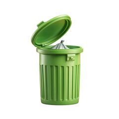 Trash bin icon with lid popping open in bounce animation and soft shadow lift isolated on white background
