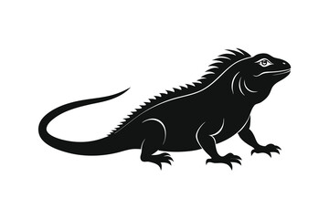 Fototapeta premium iguana black silhouette vector illustration on white background